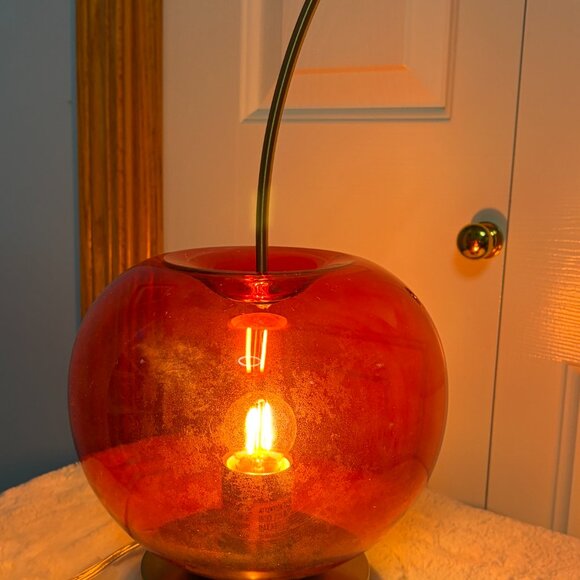 Viral Novogratz Red Cherry Table Lamp – TikTok Aesthetic Retro Glass Accent Ligh - Picture 6 of 9